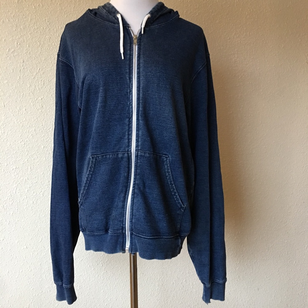 Indigo by American Apparel denim zip up sweater